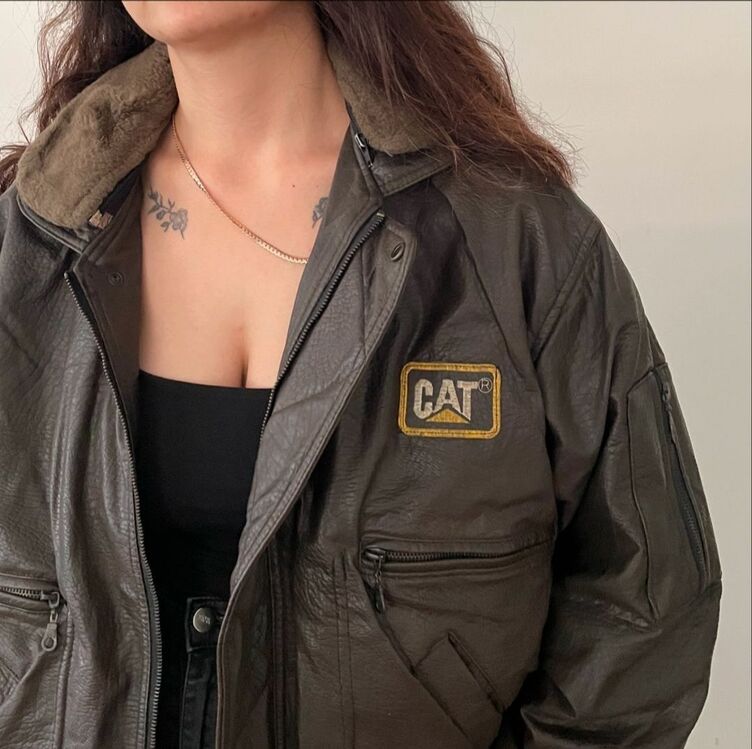 CAT orj deri unisex 90s mont