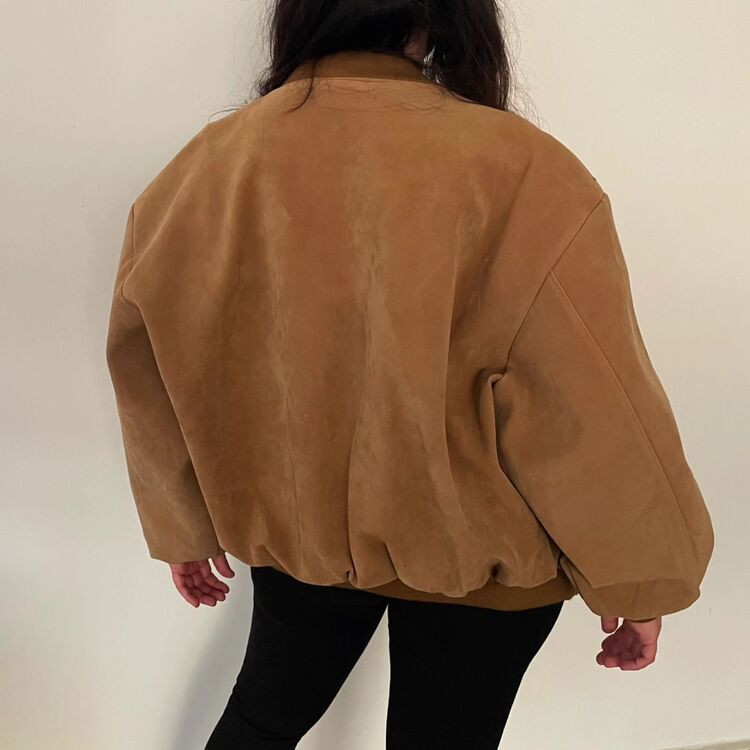 V İtaliano Vintage orj süet deri unisex 90s mont
