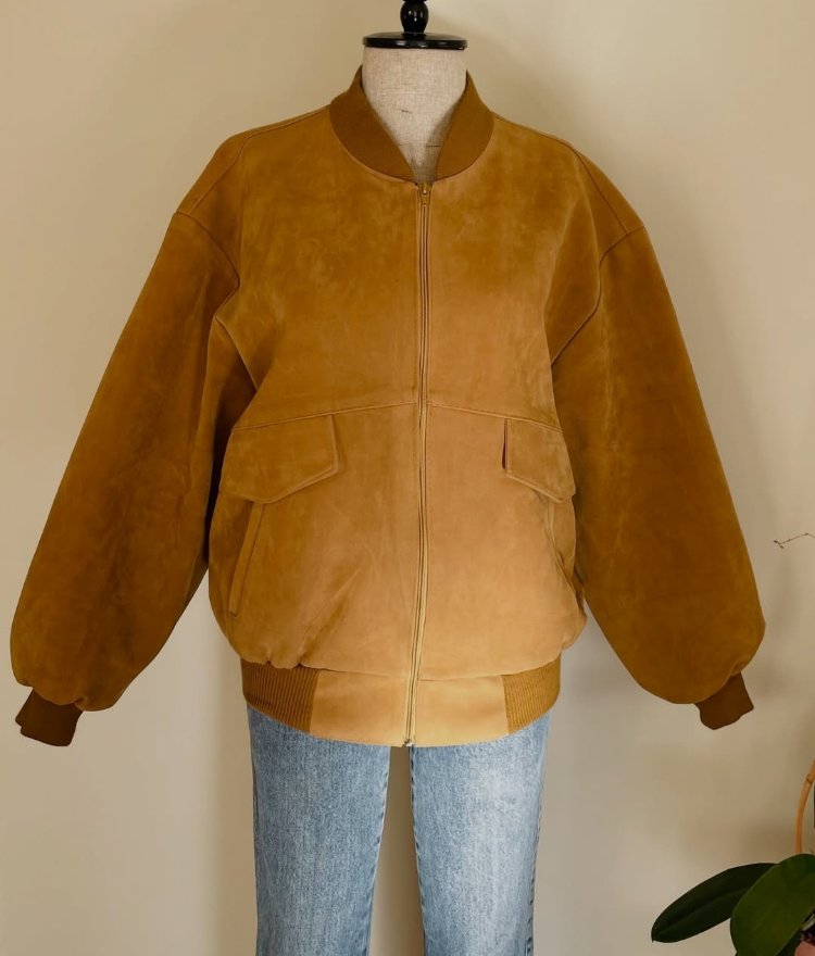 V İtaliano Vintage orj süet deri unisex 90s mont