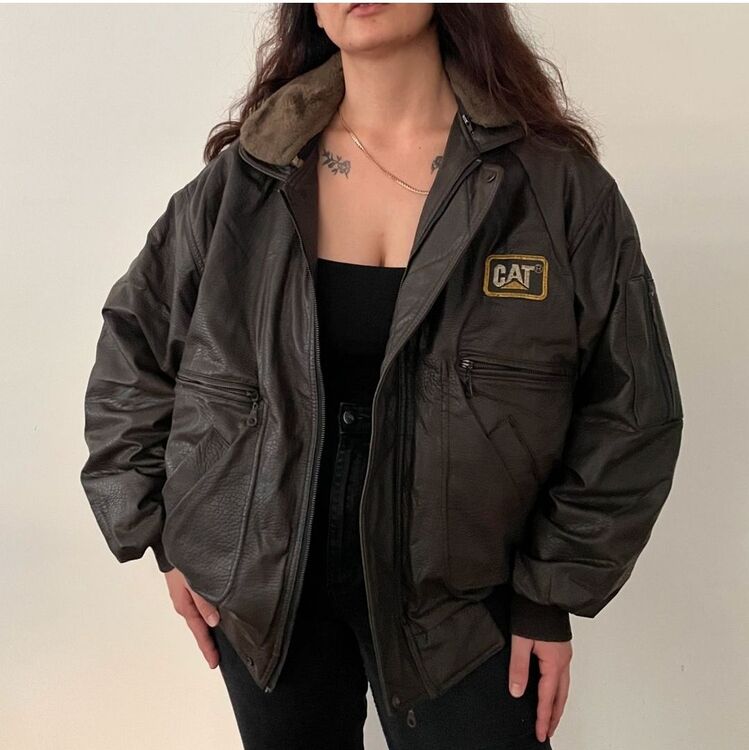 CAT orj deri unisex 90s mont