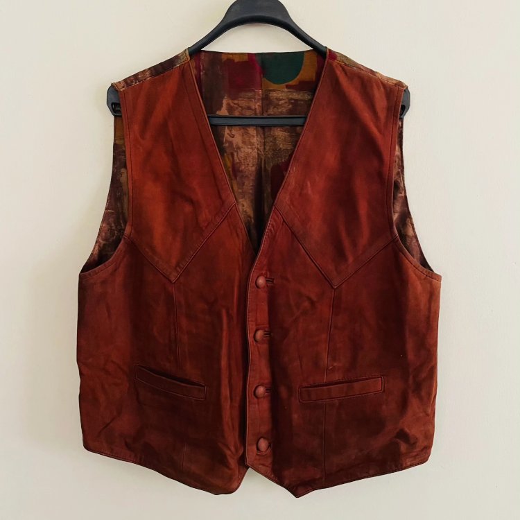 vintage unisex deri yelek