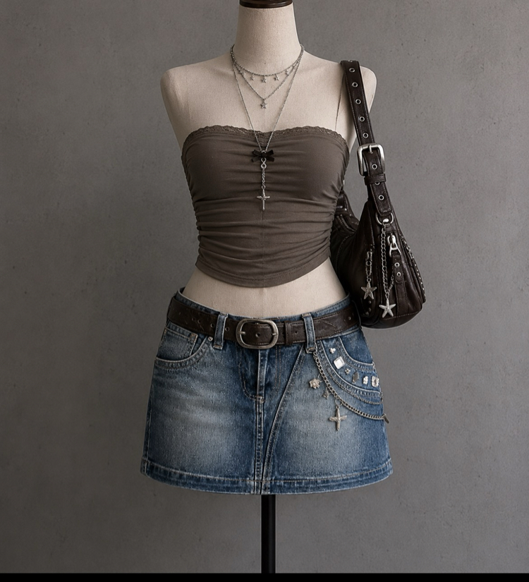 Vintage y2k denim etek