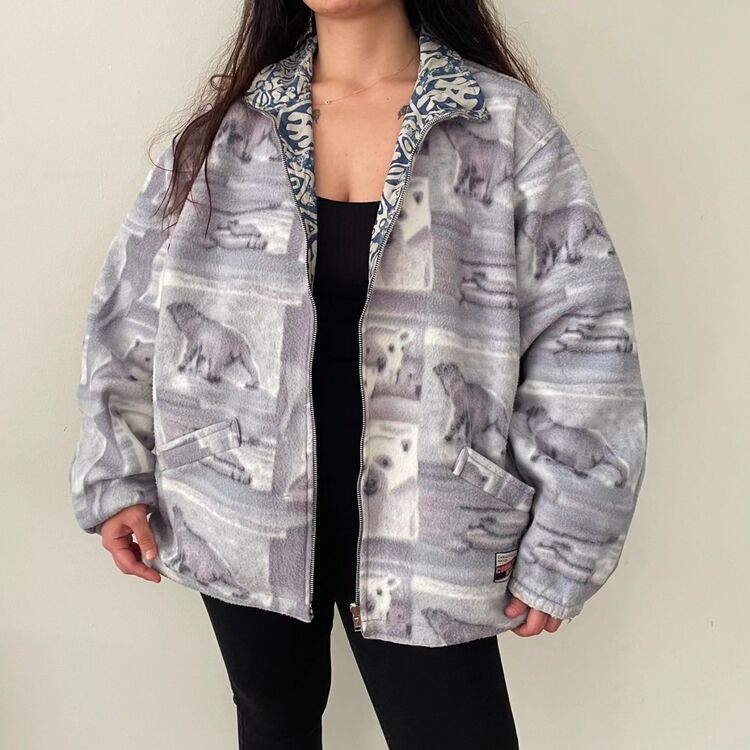COBBLESTONED STREET Vintage çift taraflı unisex mont