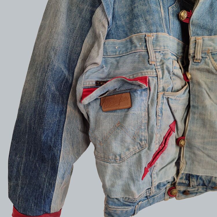 Wrangler özel tasarım 80s collection el yapımı oversize unisex denim mont