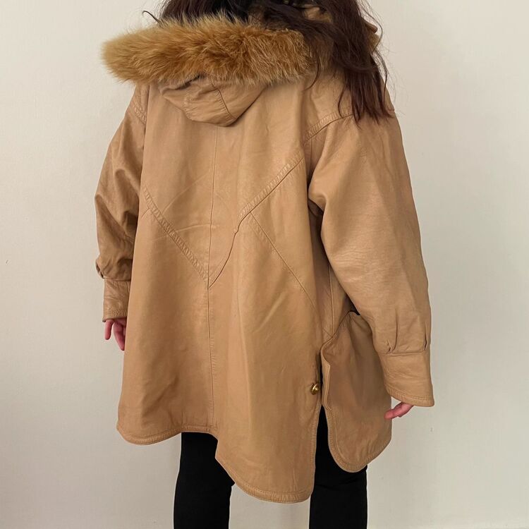 80s unisex orj kuzu deri mont