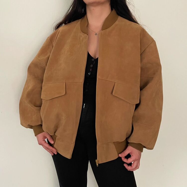 V İtaliano Vintage orj süet deri unisex 90s mont