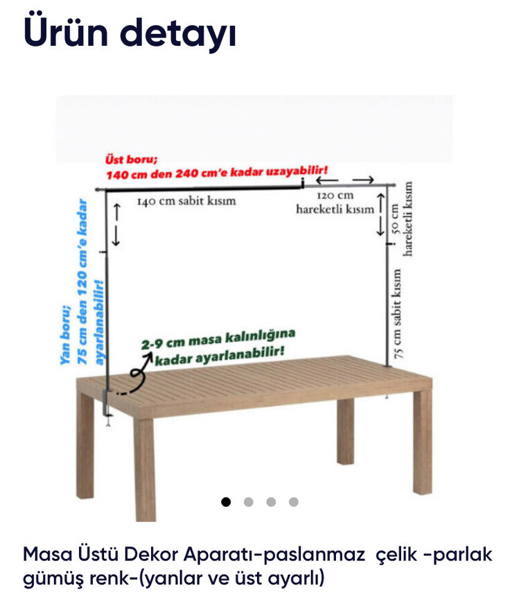 Masa tagı-gold renk-yanlar ve üst ayarlı