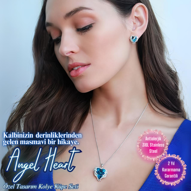Angel Heart Özel Tasarım Çelik Kolye