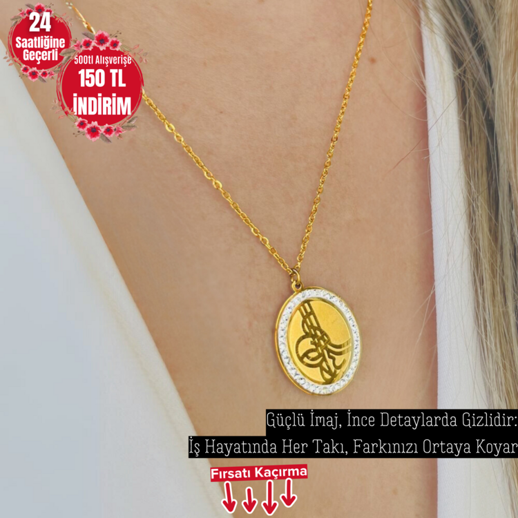 14 Ayar Altın Kaplama Hürrem Sultan Kolyesi
