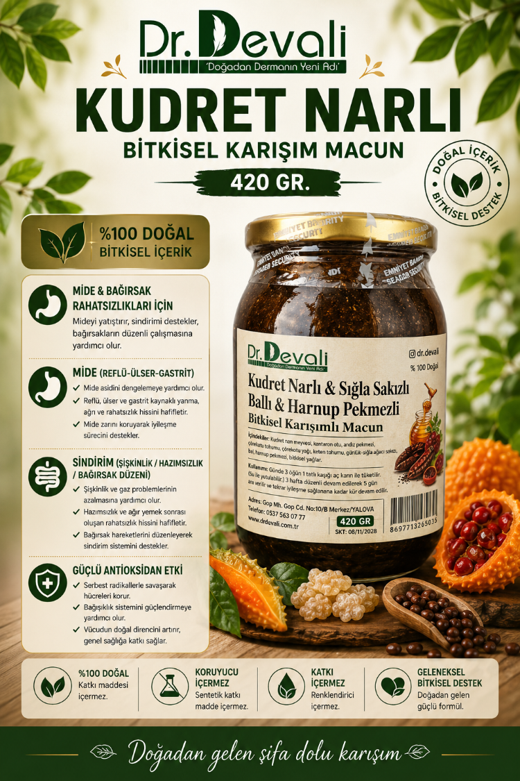 Dr.Devalı Mide Rahatsızlıklarına Kudret Narlı Bitkisel Karışım Macun 420 GR
