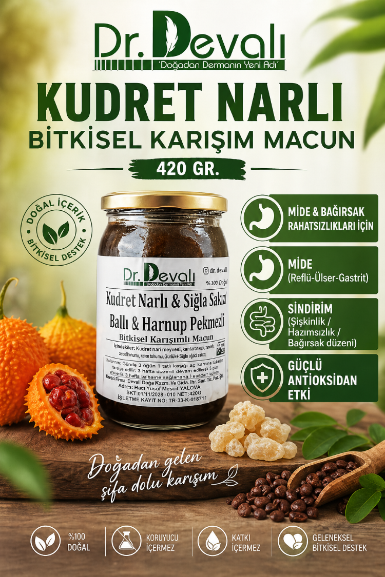 Dr.Devalı Mide Rahatsızlıklarına Kudret Narlı Bitkisel Karışım Macun 420 GR