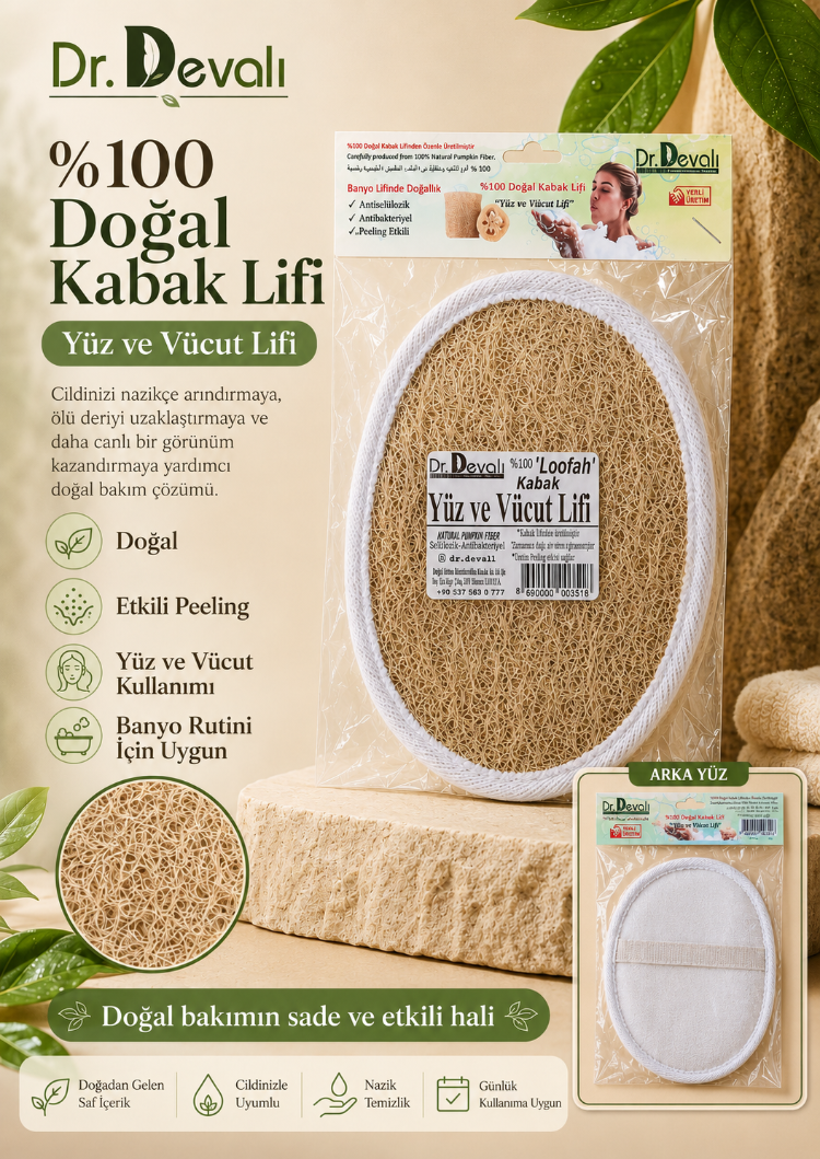 Dr.Devalı Yüz ve Vücut İçin Oval Kabak Lifi (Loofah)