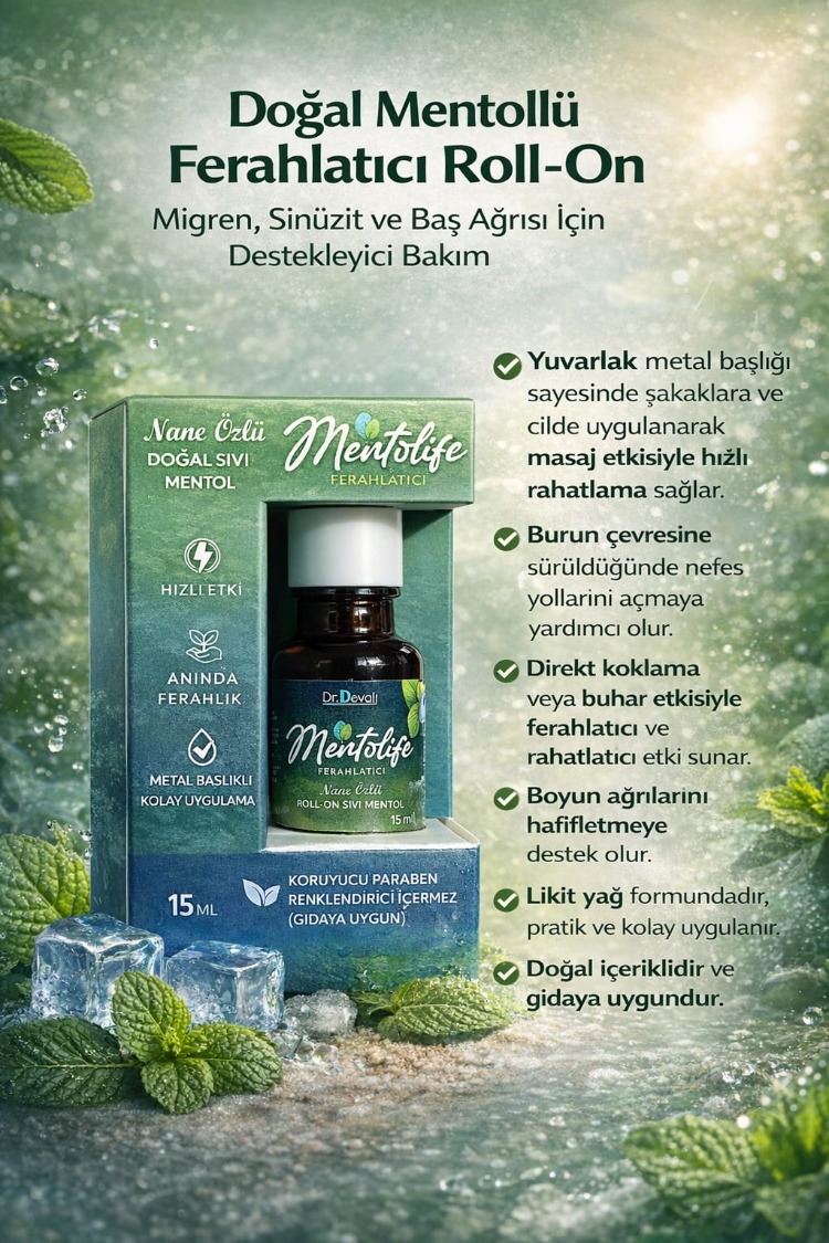 Dr.Devalı Mentolife Organik Sıvı Mentol Roll On Metal Masaj Başlık 15 ml