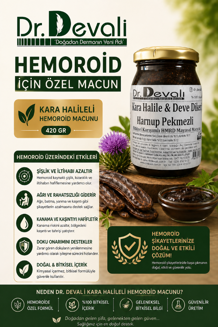 Dr.Devalı Hemoroid Basur Rahatsızlığına Kara Halileli Bitkisel Macunu 420 Gr