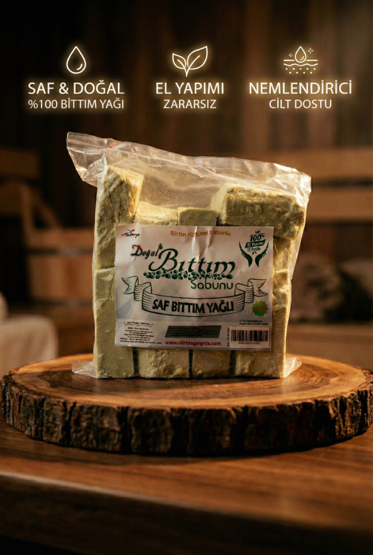 %100 Doğal El Yapımı Saf Bıttım Yağından Bıttım Sabunu 1 KG(Siirt Doğal Gıda)