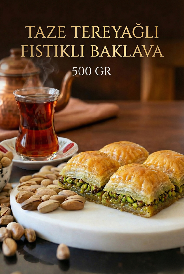 Siirt Doğal Gıda Taze Tereyağlı Fıstıklı Baklava 500 GR
