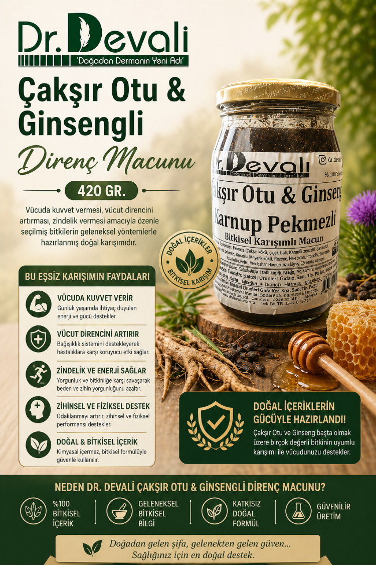 Dr.Devalı Kuvvet&Direnç Desteği Çakşır Otlu Bitkisel Karışım Macunu 420 GR