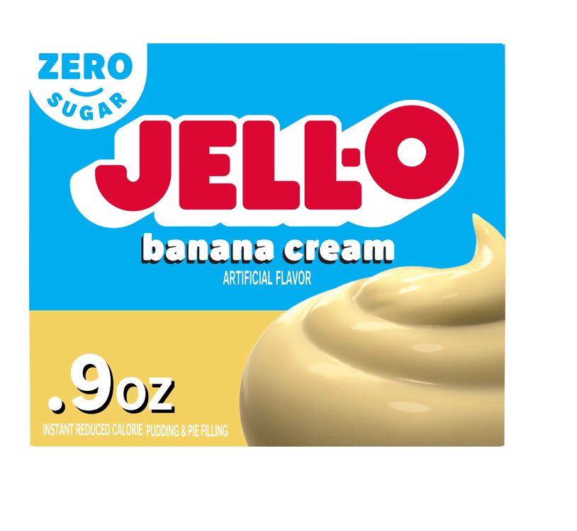 Jell-O Banana Cream Zero Sugar Instant Pudding & Pie Filling Mix, 0.9 oz Box
