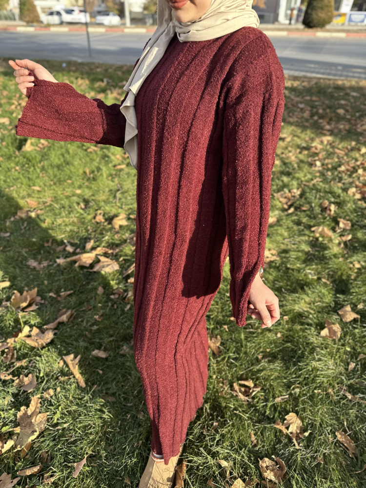 Bordo triko elbise 