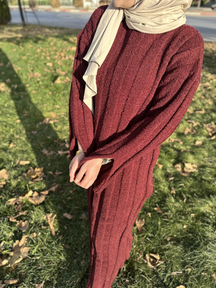 Bordo triko elbise 