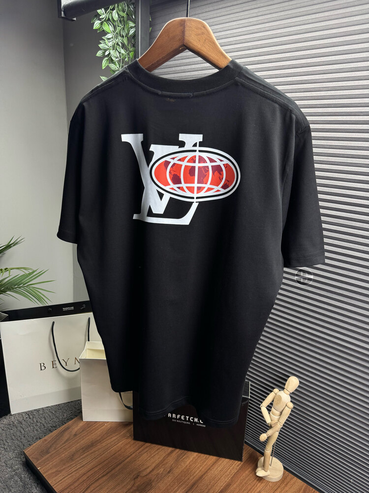 LV Orjinal Etiketli T-Shirt Siyah (Sırt Detay)