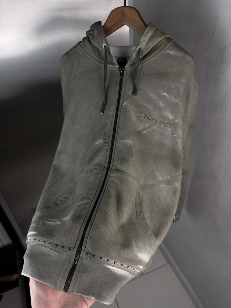 Golden Goose Orjinal Etiketli Fermuarlı Sweatshirt Haki