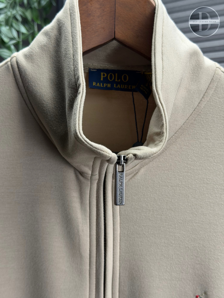 RL Orjinal Etiketli Tam Fermuarlı Sweatshirt Bej (Modal)