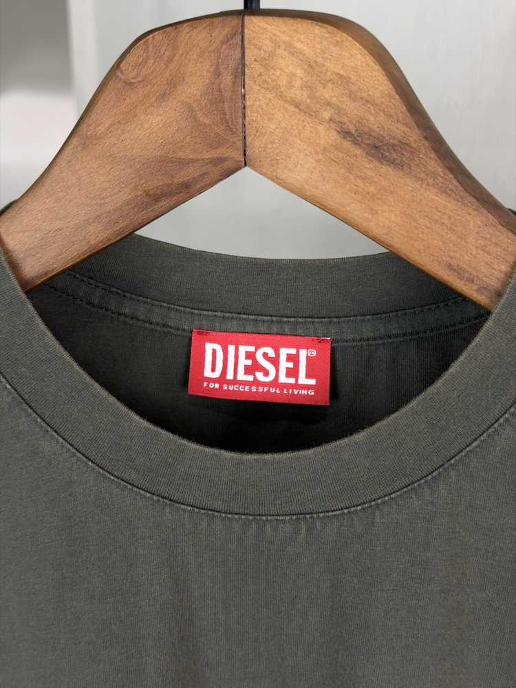 DSL Orjinal Etiketli T-Shirt Koyu Haki (Yıkamalı)