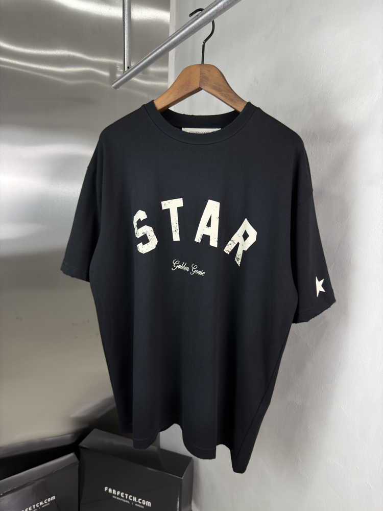 Golden Goose Orjinal Etiketli T-Shirt Siyah (Ense Detay)