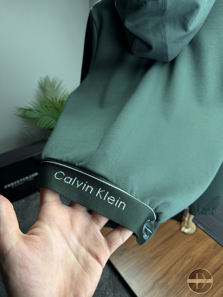 CK Orjinal Etiketli Tam Fermuarlı Sweatshirt Yeşil