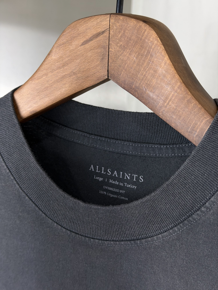 Allsaints Oversize T-Shirt Antrasit Yıkamalı (Orjinal)