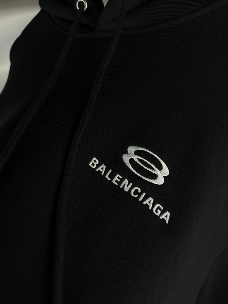 Balenciaga Orjinal Etiketli Kapüşonlu Sweatshirt Siyah