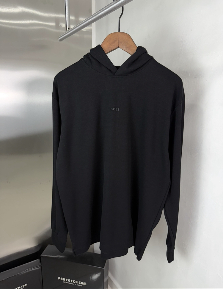 BSS Orjinal Etiketli Kapüşonlu Sweatshirt Siyah (Modal Pike)