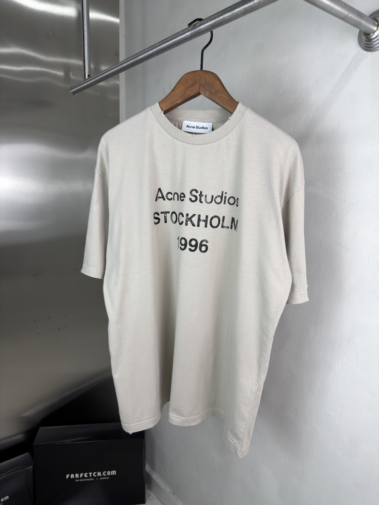 Acne Studios Orjinal Etiketli T-Shirt Bej (Oversize)