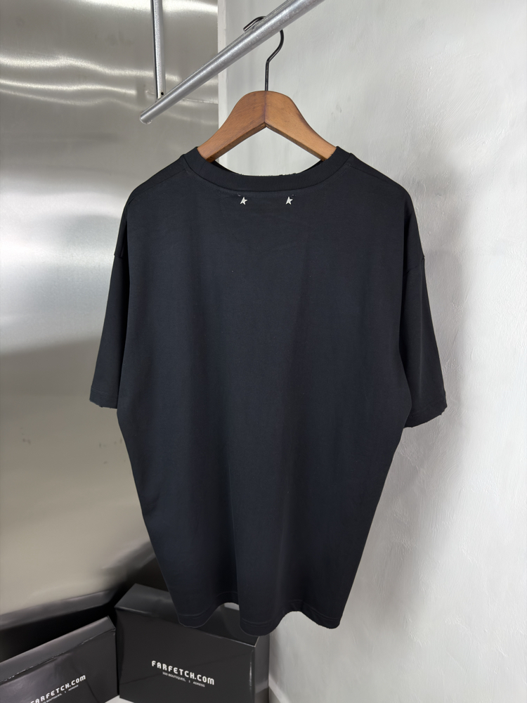 Golden Goose Orjinal Etiketli T-Shirt Siyah (Ense Detay)