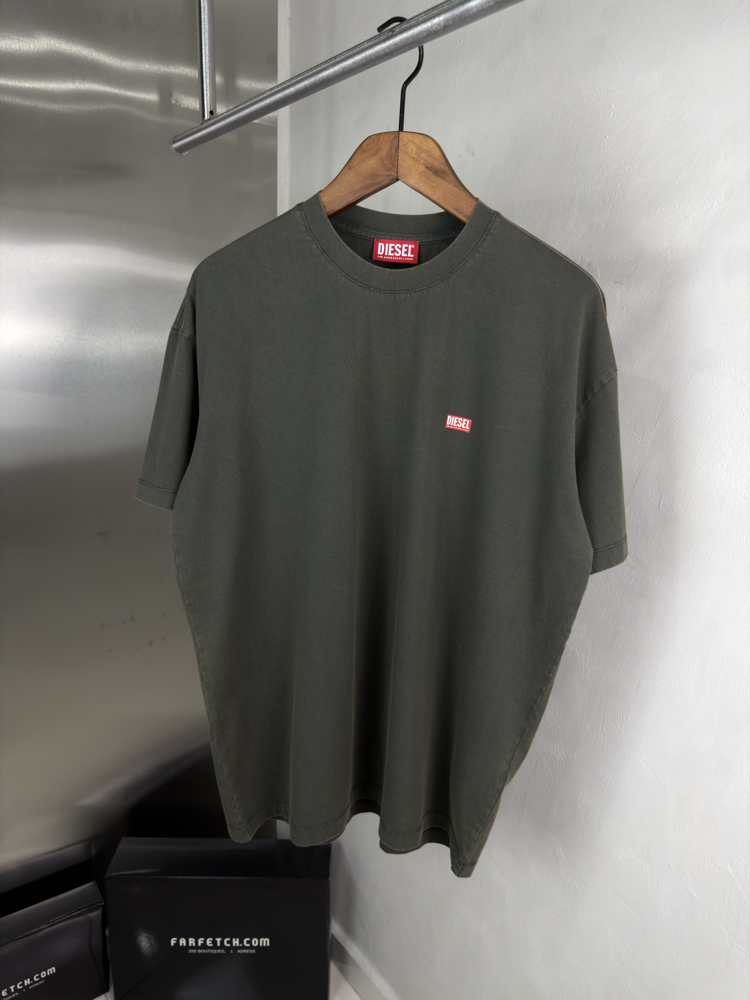 DSL Orjinal Etiketli T-Shirt Koyu Haki (Yıkamalı)