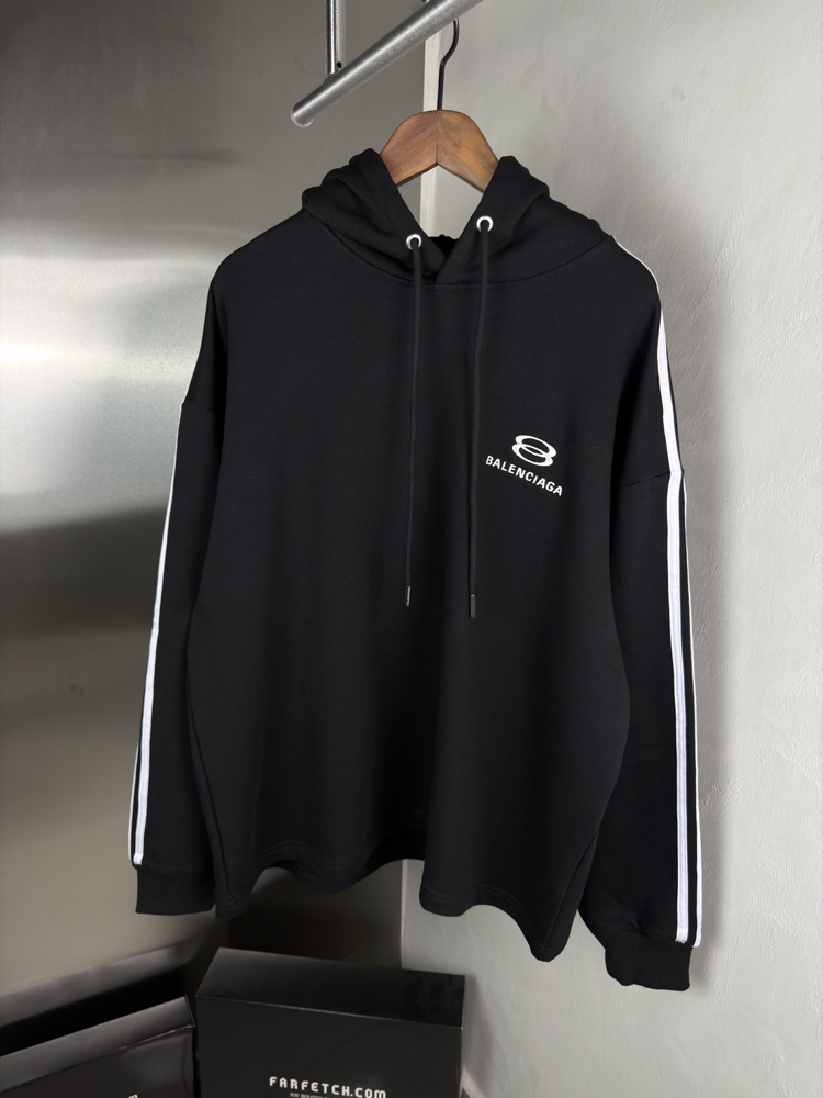 Balenciaga Orjinal Etiketli Kapüşonlu Sweatshirt Siyah