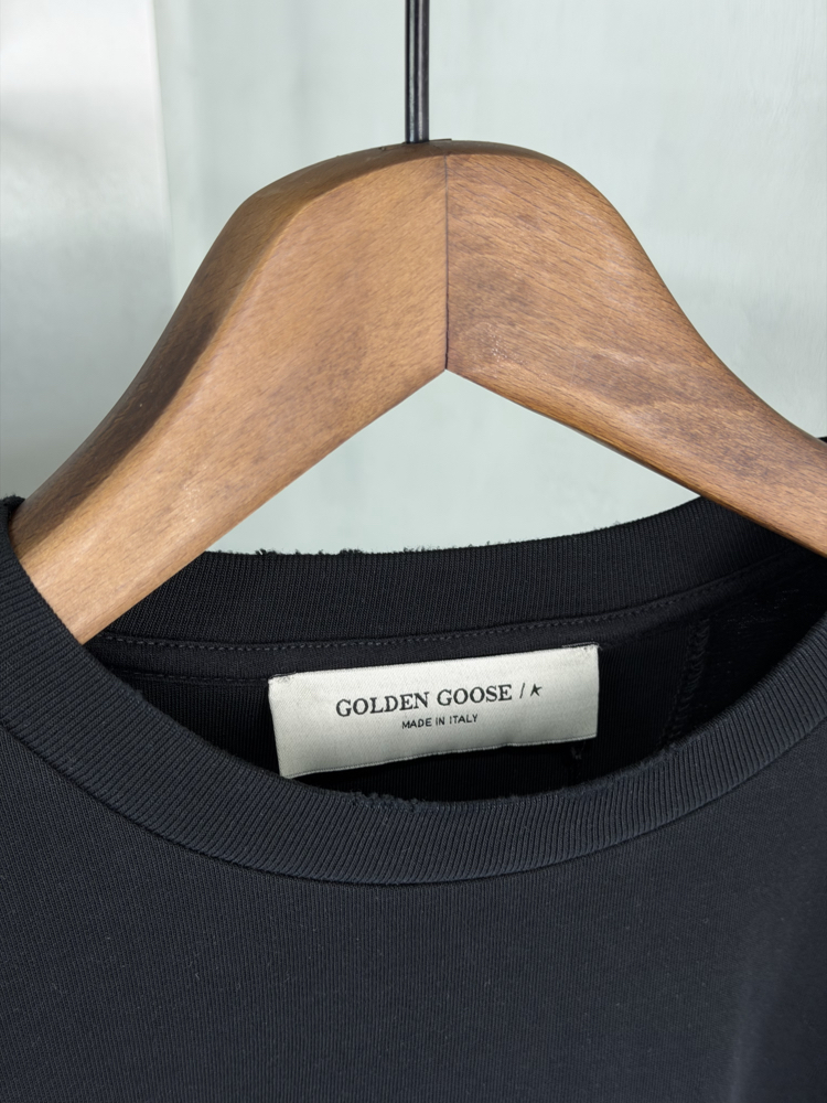 Golden Goose Orjinal Etiketli T-Shirt Siyah (Ense Detay)