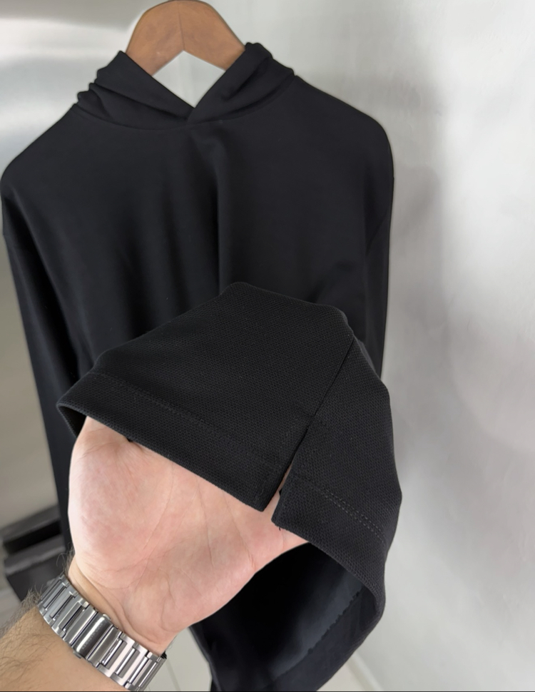 BSS Orjinal Etiketli Kapüşonlu Sweatshirt Siyah (Modal Pike)