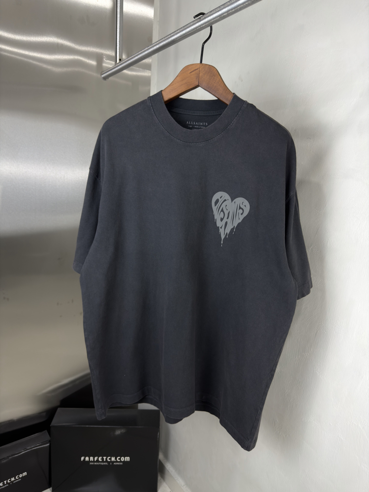 Allsaints Oversize T-Shirt Antrasit Yıkamalı (Orjinal)