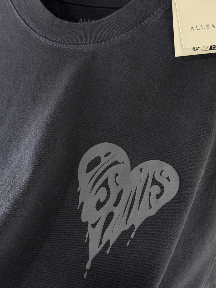 Allsaints Oversize T-Shirt Antrasit Yıkamalı (Orjinal)