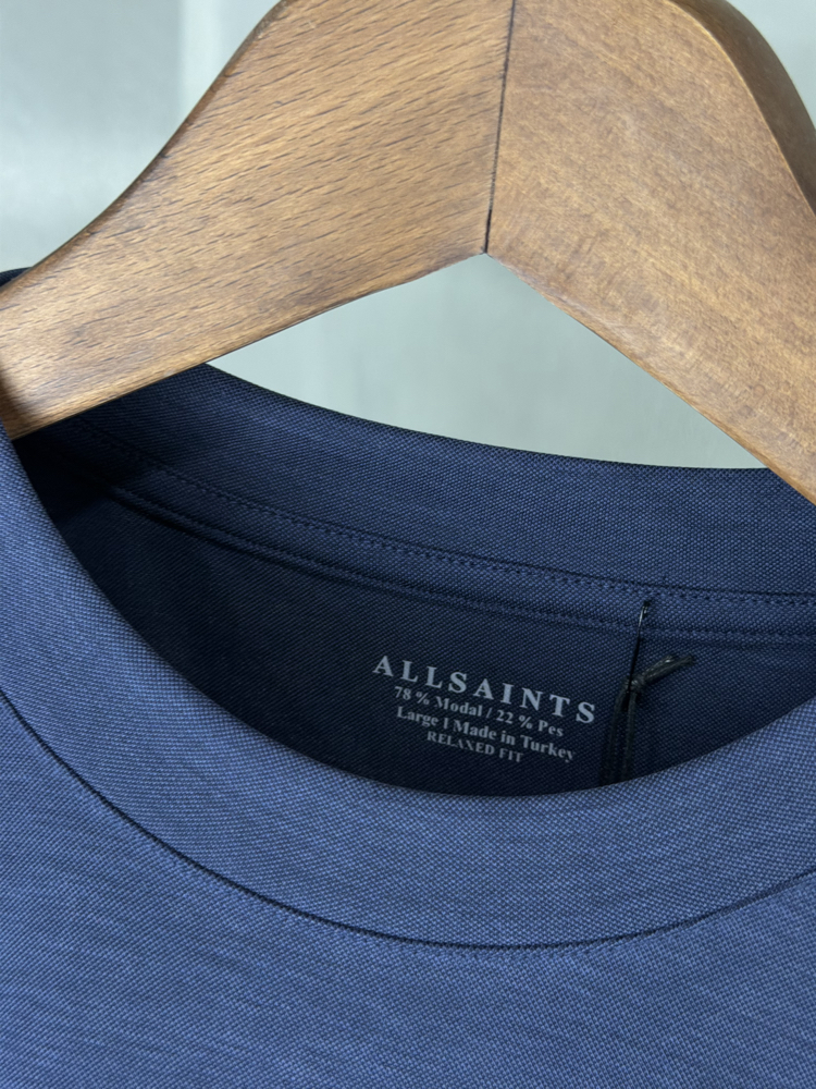 AllSaints Orjinal Etiketli T-Shirt Lacivert (Modal Pike)