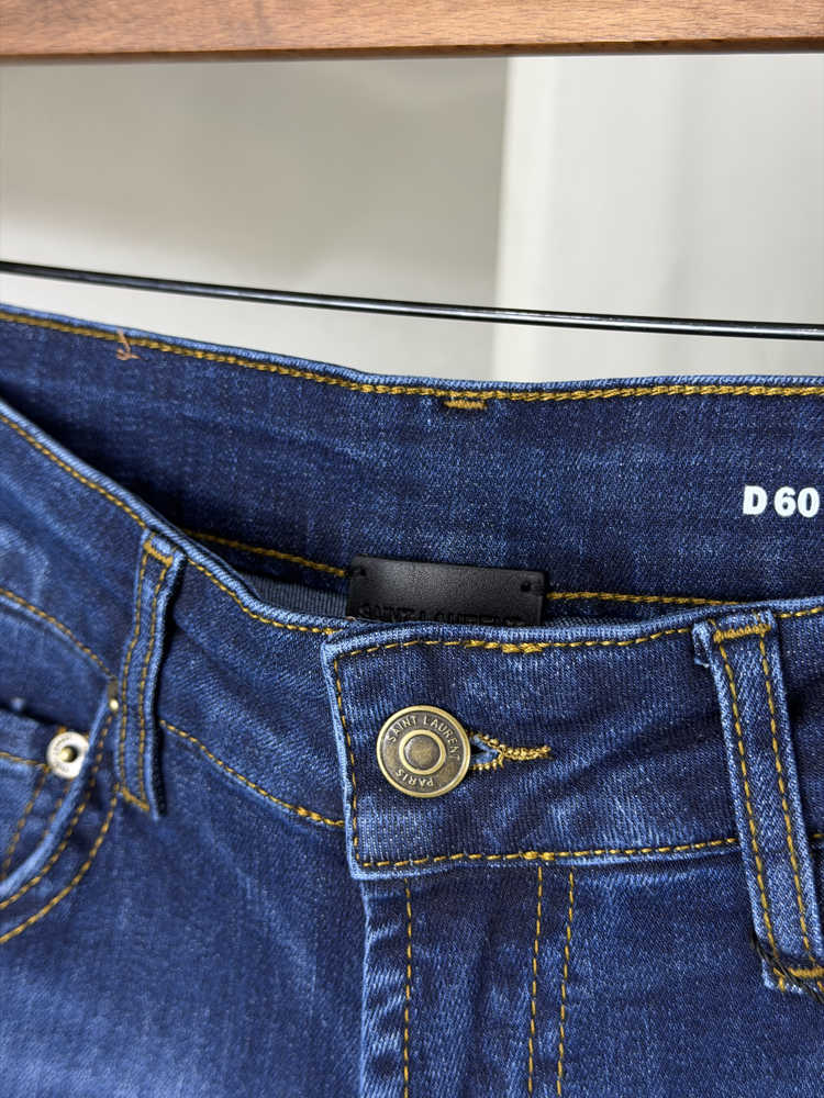 Saint Laurent Orjinal Etiketli Kot Pantolon Koyu Mavi