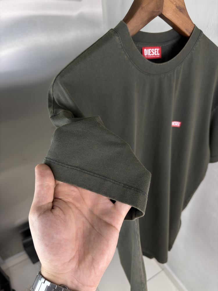 DSL Orjinal Etiketli T-Shirt Koyu Haki (Yıkamalı)