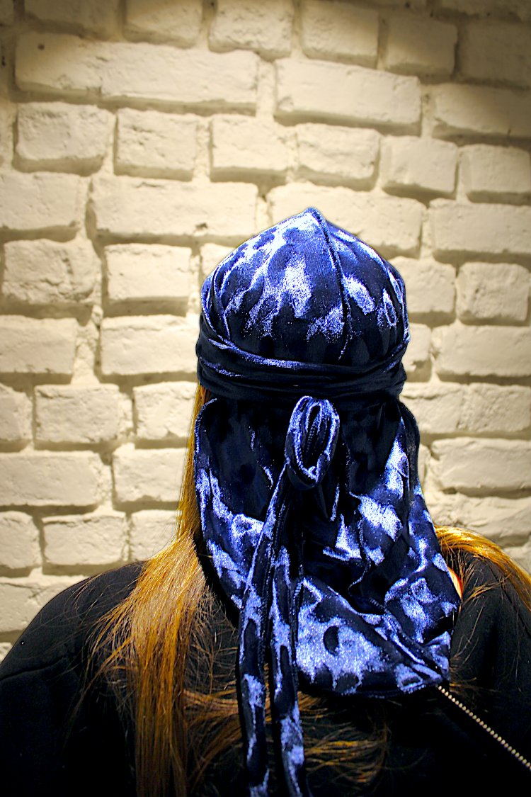 Mavi Kadife Durag