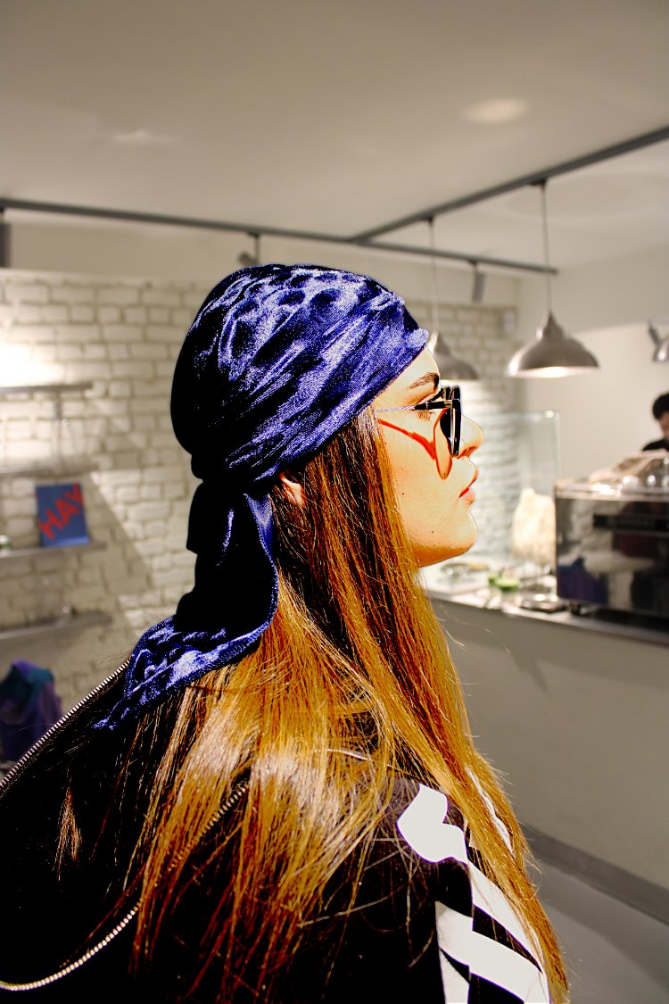 Mavi Kadife Durag