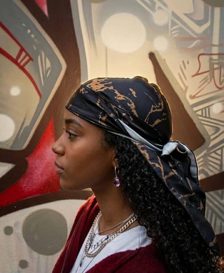 ipek Lav Siyahi Durag/ Silky Lava Durag