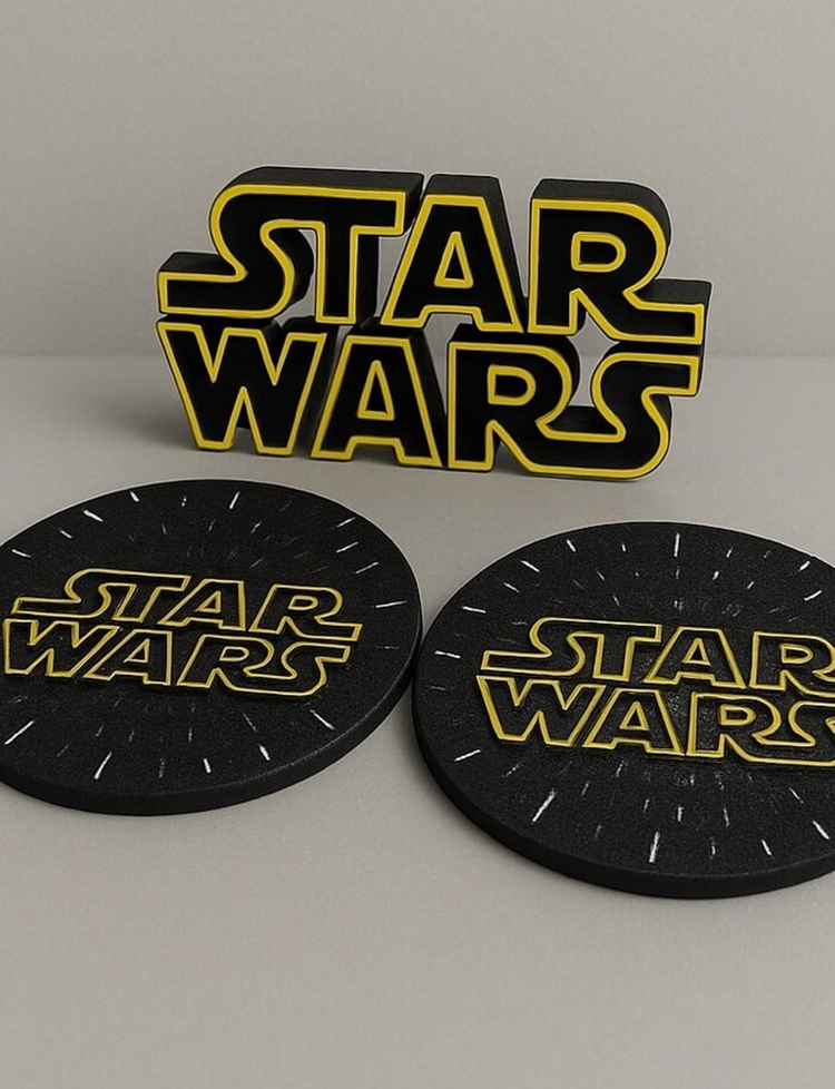 Star Wars Logosu Masa Dekorasyon ve 2 bardak altlığı