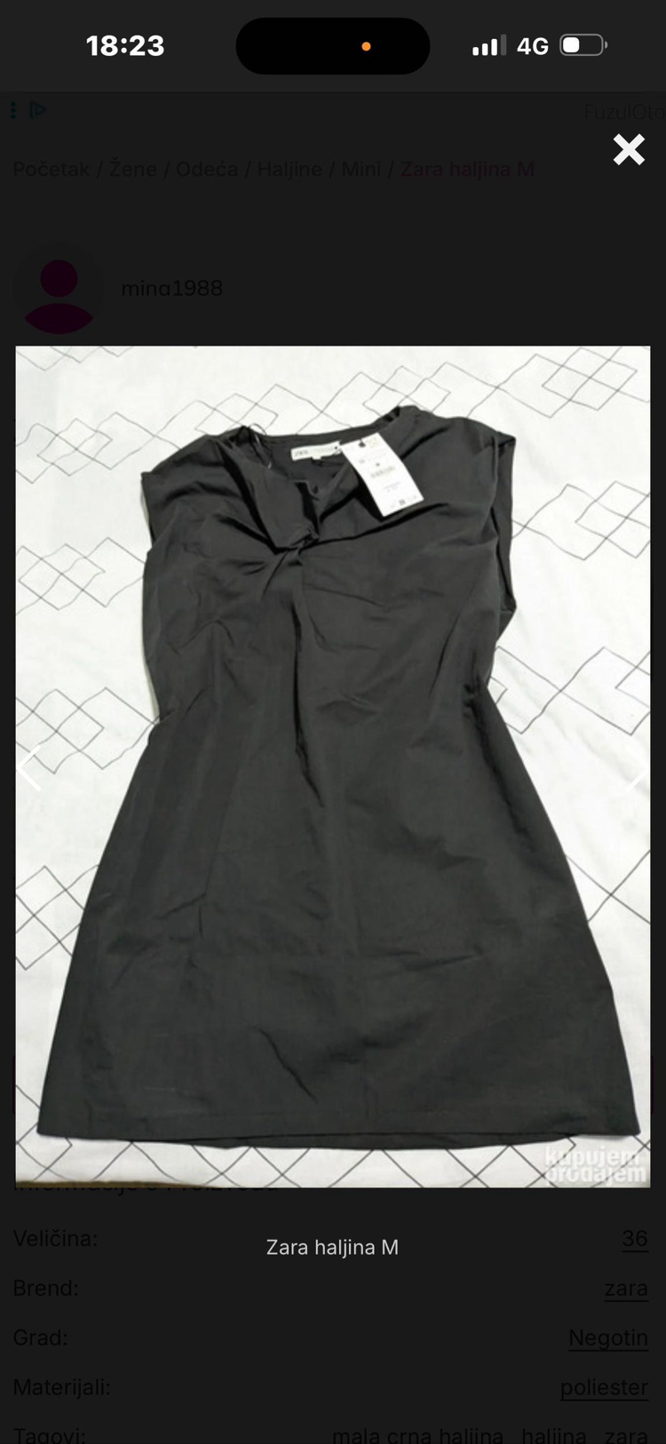 Zara Siyah Mini Elbise