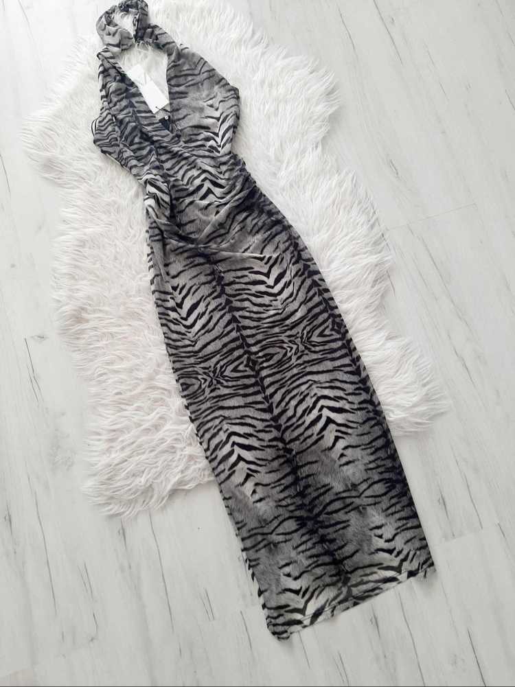 Zara zebra desenli elbise